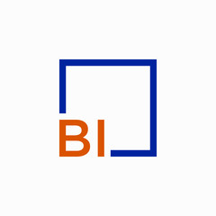 Letter BI Logo design with square frame line art. business consulting concept. studio,room,group icon. Suitable for business, consulting group company. - vector