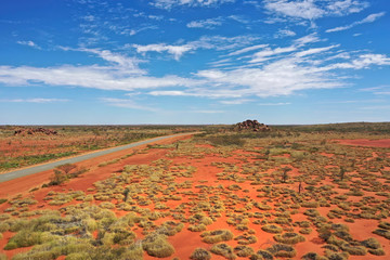 Aerial view of Central Australia main highway