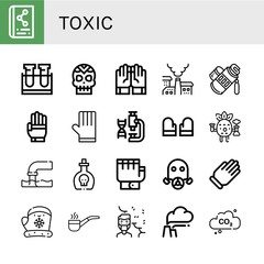Set of toxic icons such as Scientific, Test tube, Skull, Gloves, Pollution, Tube, Glove, Laboratory, Poison, Gas mask, Smoking pipe, Air pollution, Carbon dioxide , toxic