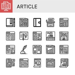 Set of article icons such as Blog, Journal, News, Typewriter, Article, Write, Newspaper, Script , article