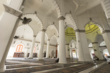 Interior view of Kapitan Keling Mosque in Penang, Malaysia