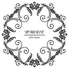 Cute retro leaf flower frame for wedding invitation romantic. Vector