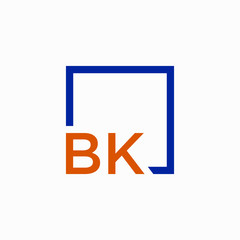 Letter BK Logo design with square frame line art. business consulting concept. studio,room,group icon. Suitable for business, consulting group company. - vector