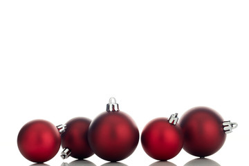 red christmas balls isolated on white background