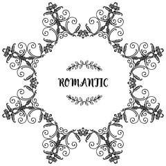 Cute retro leaf flower frame for wedding invitation romantic. Vector