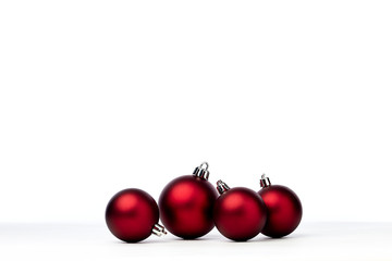 red christmas balls isolated on white background