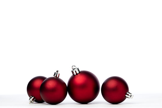 red christmas balls isolated on white background
