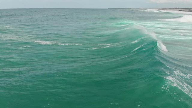 Aerial shot of Ocean Waves crushing in Biarritz Beach Resort - Basque Country South West of France