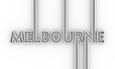 Image relative to Australia travel theme. Melbourne city name in geometry style design. Creative vintage typography poster concept. 3D rendering.