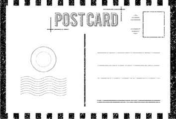 Blank vintage post card and font duo template with stamp.vector illustration