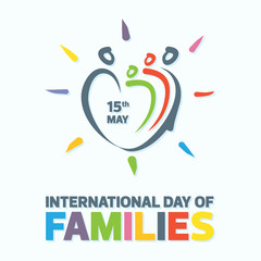 Fototapeta na wymiar Colorful word of international day of families with abstract people shape love