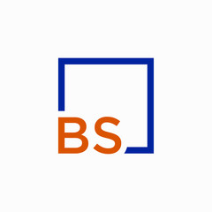 Letter BS Logo design with square frame line art. business consulting concept. studio,room,group icon. Suitable for business, consulting group company. - vector
