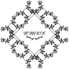 Wedding invitation of romantic elegant, with design plant of leaf floral frame. Vector