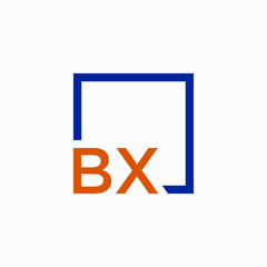 Fototapeta premium Letter BX Logo design with square frame line art. business consulting concept. studio,room,group icon. Suitable for business, consulting group company. - vector
