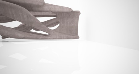 Abstract architectural brown concrete smooth interior of a minimalist house. 3D illustration and rendering