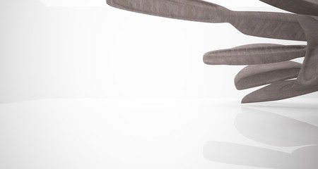 Abstract architectural brown concrete smooth interior of a minimalist house. 3D illustration and rendering