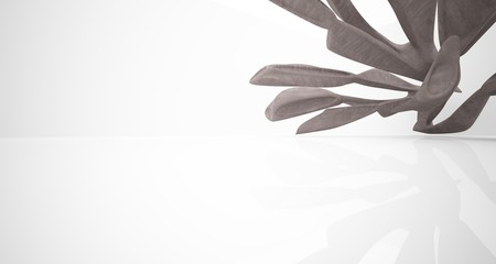 Abstract architectural brown concrete smooth interior of a minimalist house. 3D illustration and rendering