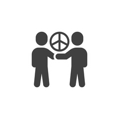 People friendship with peace sign vector icon. filled flat sign for mobile concept and web design. International Day of Peace glyph icon. Symbol, logo illustration. Vector graphics