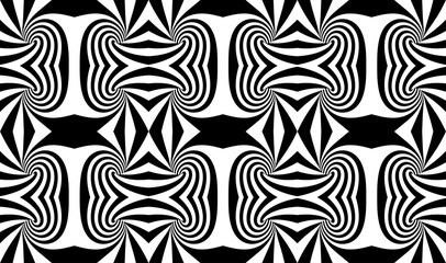 Pattern with optical illusion. Black and white design. Abstract striped background. Vector illustration.