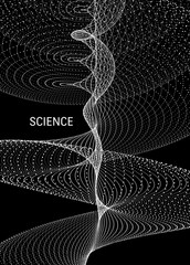 Spiral. Array with dynamic particles. Abstract grid design. 3d vector illustration for science or technology.