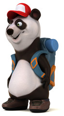 Fun 3D panda backpacker cartoon character