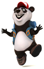 Fun 3D panda backpacker cartoon character © Julien Tromeur