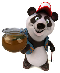Fun 3D panda backpacker cartoon character © Julien Tromeur
