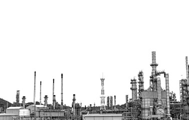 Oil and gas industry,refinery factory,petrochemical plant area at white background.