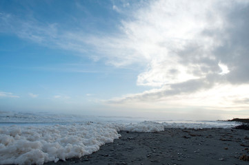 Beautiful wave flower view of okarito beach,New Zealand