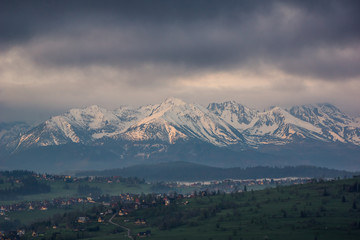 Panorama of the Tatra Mountains from the Litwinka peak, Malopolskie, Poland
