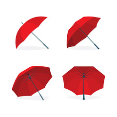 Umbrellas vector illustrations set. Rain protect concept.