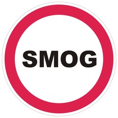 Another ban, smog, road sign, vector icon. Black text at red round with gray contour on white background.