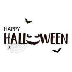 Happy Halloween background with handwritten text. Vector