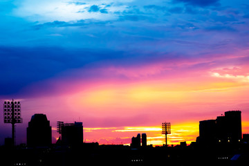 Fototapeta na wymiar Beautiful Sunset at city of Bangkok, Thailand.