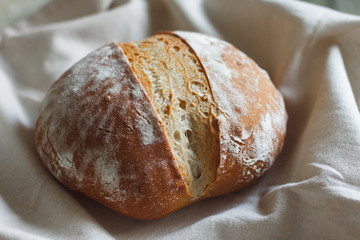 homemade cake. Homemade white bread with signature cuts