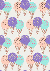 colored seamless pattern with ice cream