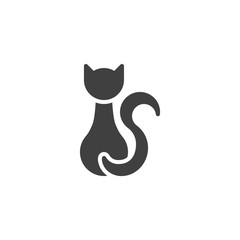 Halloween black cat vector icon. filled flat sign for mobile concept and web design. Sitting cat glyph icon. Symbol, logo illustration. Vector graphics