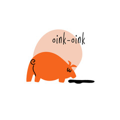 Funny vector cartoon illustration of pig