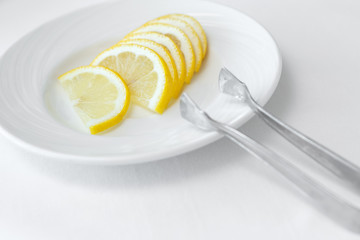 Sliced lemon on a plate