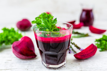 Fresh and healthy red beetroot juice. Healthy food and detox.