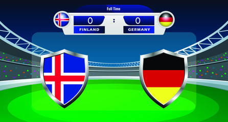 Vector illustration of football match results between Finland and Germany