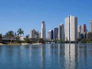 Fototapeta na wymiar On The Nerang River With A View Of Surfers Paradise On The Gold Coast