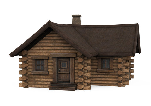 Wooden Log Cabin House Isolated