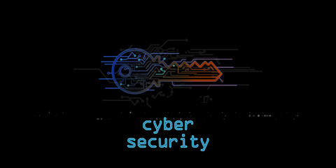 Cyber key symbol hologram