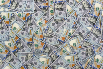 Background of many american one hundred dollar banknotes