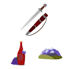 Isolated object of Caucasus and traditions icon. Collection of Caucasus and attributes vector icon for stock.