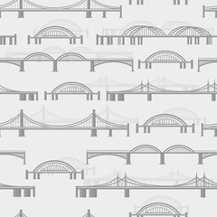 Seamless vector pattern with different bridges on a light background