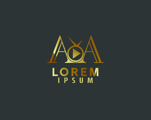 Creative Merged Letters AA Media Play Awesome and professional media agency branding concept