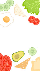 frame sandwich template, lunch food cook vector