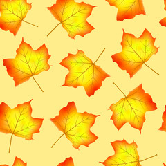 Autumn seamless pattern with maple leaves.